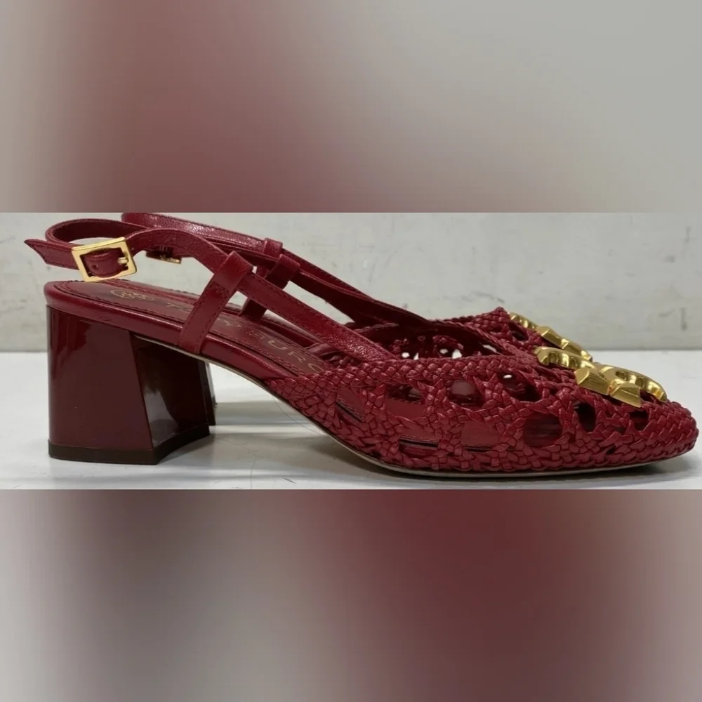 Tory Burch Red Sandals with Gold Accents 6.5 M